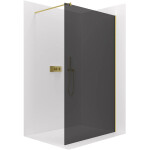 CERANO - Sprchová zástena Walk-in Onyx Round Ľ/P - 8 mm - okrúhla vzpera - zlatá, grafitové sklo - 60x200 CER-8050BD204