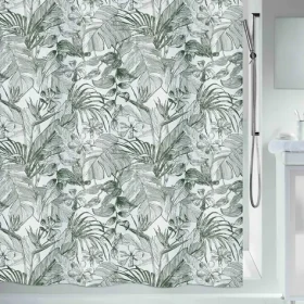 SPIRELLA Sprchový záves TROPIC biely / tropický motív / 180 x 200 cm / polyester