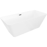 MEXEN/S - Velo Slim voľne stojaca vaňa 170 x 75, biela, sifón a prepad čierna 52811707500-70