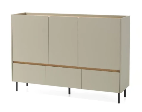 Komoda so zásuvkami Lucky, 150 cm, eukalyptovo zelená/baltský dub%