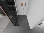 MEXEN/S - Kioto Sprchová zástena WALK-IN 110 x 40, čierny vzor, meď kartáčovaná 800-110-212-65-70-040