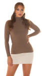 Sexy Musthave Basic Knit Pullover with Turtleneck brown Einheitsgroesse