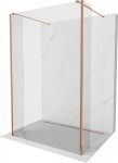 MEXEN/S - Kyoto Sprchová zástena WALK-IN voľne stojaca 125 x 30 x 30, transparent, ružové zlato 800-125-030-222-60-00-030