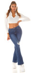 Sexy Highwaist Wide Leg Jeans in Used Look denimblue