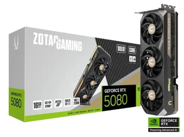 Zotac RTX 5080 SOLID CORE OC / 2295MHz / 16GB GDDR7 / 256-bit / 1x HDMI + 3x DP / 750W (16) (ZT-B50800J2-10P)