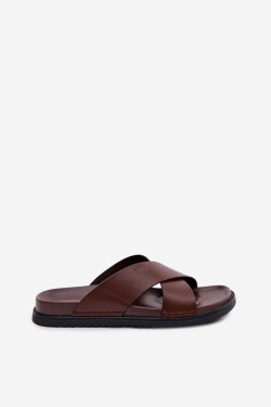 Pánske kožené papuče Big Star TT174218 Dark brown 45