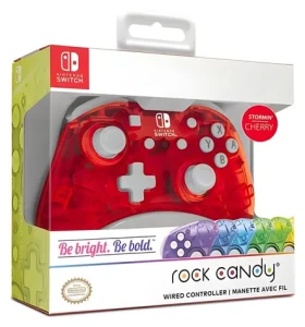 PDP Rock Candy Mini Stormin Cherry / Herný ovládač / drôtový / USB / 2,4 m / Nintendo Switch (500-181-EU-RD)