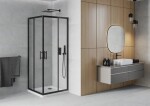MEXEN/S - Rio sprchovací kút štvorec 80x80, transparent, čierna + biela vanička so sifónom 860-080-080-70-00-4010B
