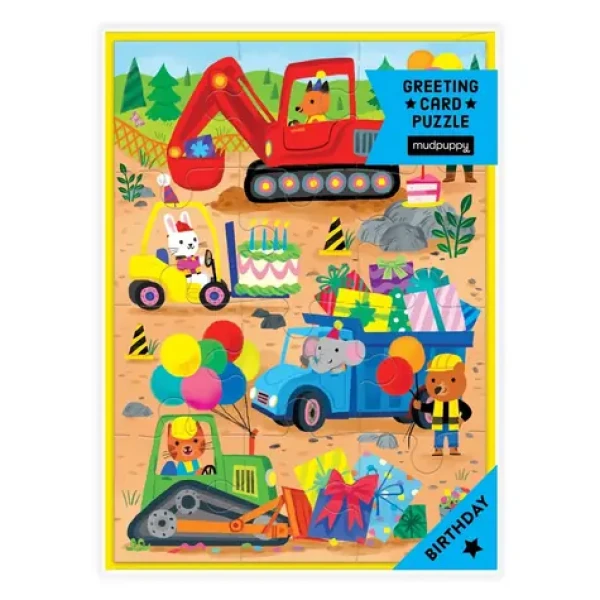 Mudpuppy Puzzle s blahoželaním Na stavenisku