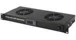Xtendlan / Ventilačná jednotka / 1U / 2x ventilátor + termostat / hĺbka 200 mm (SFAN1U2T-B)