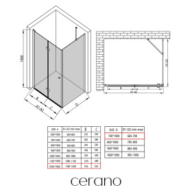 CERANO - Sprchovací kút Volpe L/P - 6 mm - chróm, transparentné sklo - 120x70x190 - zalamovacia CER-669655