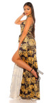 Sexy Maxi Neck Dress With Print blackyellow Einheitsgroesse