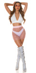 Sexy Koucla Mesh Mini Skirt with glitter / Cover-Up white M