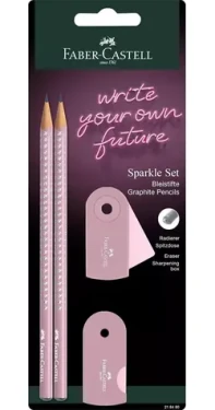 Faber-Castell Grafitové ceruzky s strúhadlom a gumou / tvrdosť B / ružová (218480)