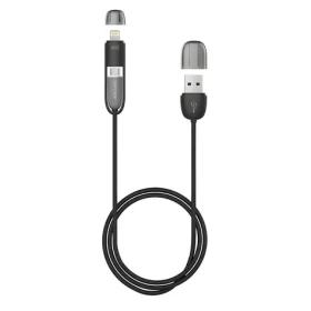 FujiPower kábel Lightning/microUSB 1m čierna / Kábel / 2v1 / USB 2.0 / nabíjanie a synchronizácia (FPCMICROAPLTBLK)