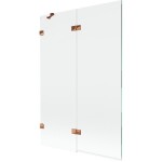 MEXEN/S - Lunar vaňová zástena 2-krídlová ľavá 120 x 150, transparent, ružové zlato 897-120-100-60-00-L