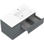 MEXEN/S - Rivel kúpeľňová skrinka 90 cm s umývadlom Otis pravá., 2S, 1D, reliéf, grafit/biela mat 91A23-09047-3-BBFFF66-W18P01