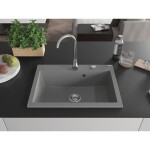 MEXEN MEXEN - Elix granitový drez 1-miska 700 x 500 mm, sivý, sifón chróm 6526701005-71
