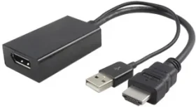 MicroConnect Adaptér HDMI 1.4 - DisplayPort 1.2 MF / 3840x2160@30Hz / Aktívne / s USB napájaním / 0.3m / čierna (HDMDPP1)