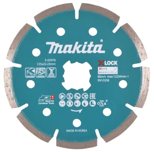 Makita E-02076 Diamantový kotúč na betón X-Lock 125x1.6x22.23mm / Výška segmentu: 7mm (E-02076)