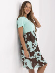 Dámske šaty DHJ SK 253701.80 Mint s hnedou - FPrice one size tyrkys - hnědá