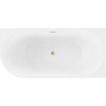 MEXEN/S - Mia voľne stojaca rohová vaňa pravá 140 x 75, biela/čierna, sifón a prepad zlatá kartáčovaná 52691407575P-55