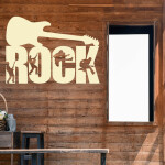 Veselá Stena Samolepka Nápis ROCK Farba: žlutá, Veľkosť: 80 x 55 cm