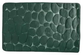 MSV Pebbles tmavo zelená / Kúpeľňová predložka / PU pena / protišmyková / 50 x 80 cm