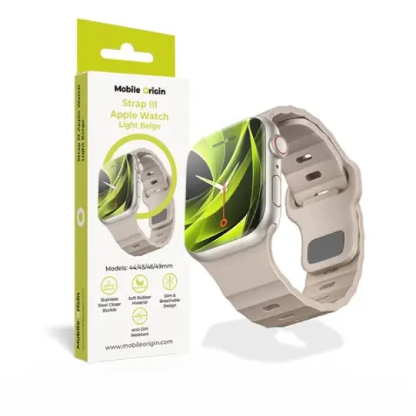 Mobile Origin Strap III remienok pre Apple Watch 49mm/46mm/45mm/44mm svetlo béžová (AWMS-03-LBG)