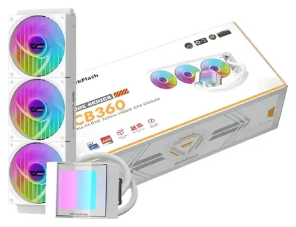 DarkFlash CB360 biela / AiO chladič CPU / 3x 120 mm / ARGB podsvietenie / 800-1800 RPM / 28,5 dB / Intel + AMD (CB360 WHITE)