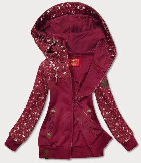 Dámska bordová mikina s kvetmi (AMG828) odstíny červené S (36)