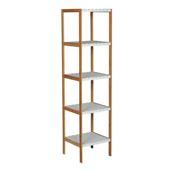 MSV RÉGIA bambusový regál - 5 police biely / MDF / 85 cm (8422914500148)
