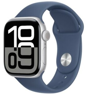 Apple Watch Series 10 GPS 42mm Strieborné hliníkové telo - Denimový športový remienok (S/M) / 130-180 mm (MWWA3QC/A)