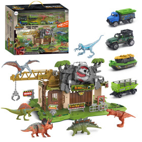 Mamido Mamido Garáž s dinosaurami a kovovými autíčkami 42 ks MT1443