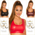 Sexy KouCla Crop Top Leatherlook red Einheitsgroesse