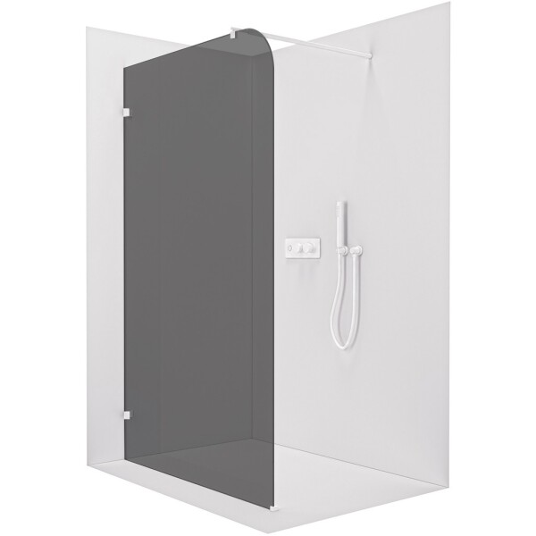 CERANO - Sprchová zástena Walk-in Orbis Round Ľ/P - 8 mm - okrúhla vzpera - biela matná, grafitové sklo - 130x200 CER-978765