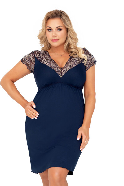 Luxusní noční košilka Greta II tmavě modrá plus size 5XL