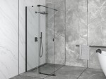 BESCO - Walk-in sprchovací kút VAYO BLACK - Farba rámu zásteny - Hliník čierny, Rozmer A - 110, Rozmer C - 200, Smer zatváranie - Univerzálny Ľavé / Pravé, Výplň - Číre bezpečnostné sklo - 8 mm BCVAYO110BC