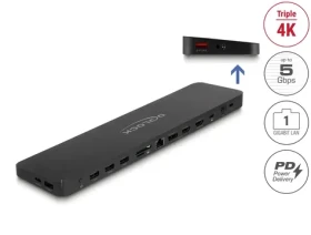 DeLock USB-C Triple Display dokovacia stanica / Dokovacia stanica / 4K / LAN / čítačka SD kariet / Audio / USB-C PD 80W (88050)