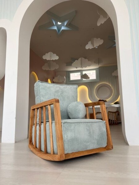 Asir drevený fotel bujany Sallanan, grab, 72 x 63 x 50 cm, nieb