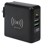 Manhattan 4v1 cestovná nabíjačka a powerbanka čierna / Powerbanka / 8000 mAh / Bezdrôtové nabíjanie / USB-C, 2x USB-A (102452)
