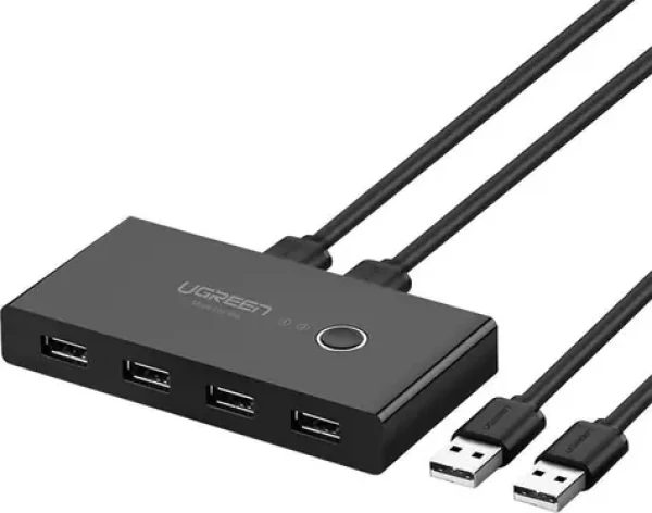 Ugreen 30768B prepínač HUB switch čierna / 4X USB 3.2 / 2x kábel USB-A - USB-B (30768B)