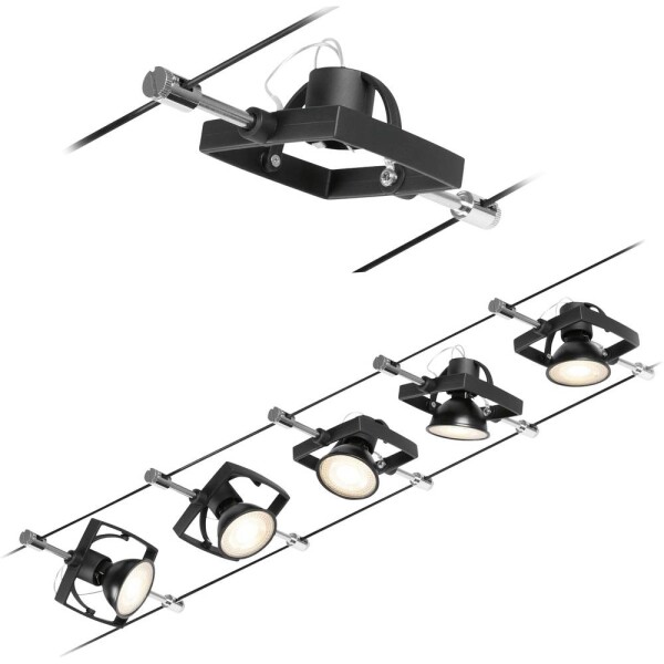 Paulmann Wire Systems 94434 kompletný systém lankových svietidiel GU5.3 čierna (matná), chróm; 94434