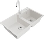 MEXEN/S MEXEN/S - Tomas granitový drez 2-bowl vrátane batérie Telma, biela 6516-20-670200-20