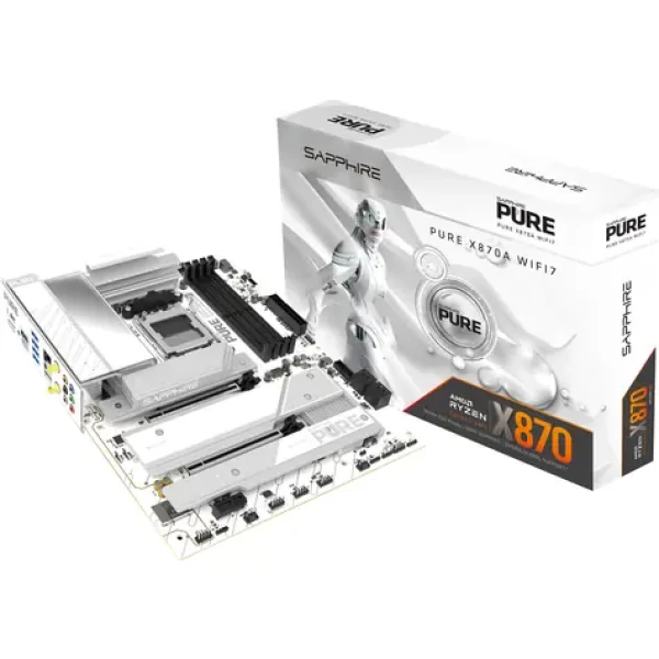 Sapphire PURE X870 WIFI 7 White / X870 / 4X DDR5 / PCIex16 / 1x 5GLAN / Wi-Fi 7 / ATX (52122-02-40G)