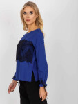 Dámska blúzka LK-BZ-506877.15x Kráľovská modrá s čiernou - FPrice XL-42 Královská modř