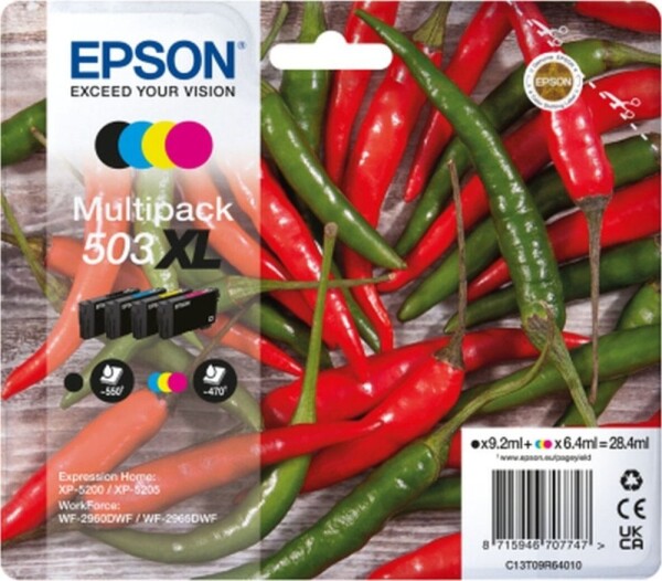 Epson Epson 503XL Multipack - 4er-Pack - XL - Schwarz, Gelb, Cyan, Magenta - original - Blister mit RF- / akustischem Alarmsignal - Tintenpatrone - fur Expression Home XP-5200, XP-5205, WorkForce WF-2960DWF, WF-2965DWF