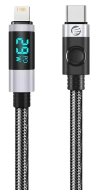 Orico LDC2L čierna / Dátový kábel / USB-C - Lightning / LED displej / PD 29W / 1,5 m