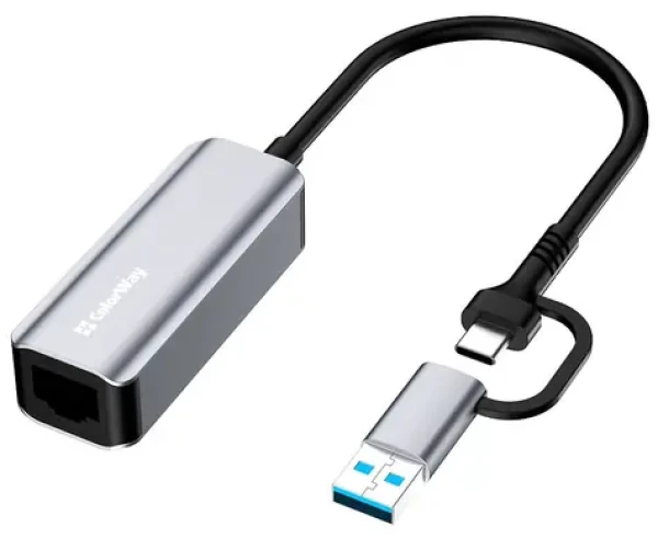 Colorway adaptér USB-C a USB-A na RJ45 / Sieťový adaptér / 18 cm (CW-AD-CRG)