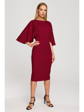 Šaty M700 s kimono rukávmi – vínové EU XXL